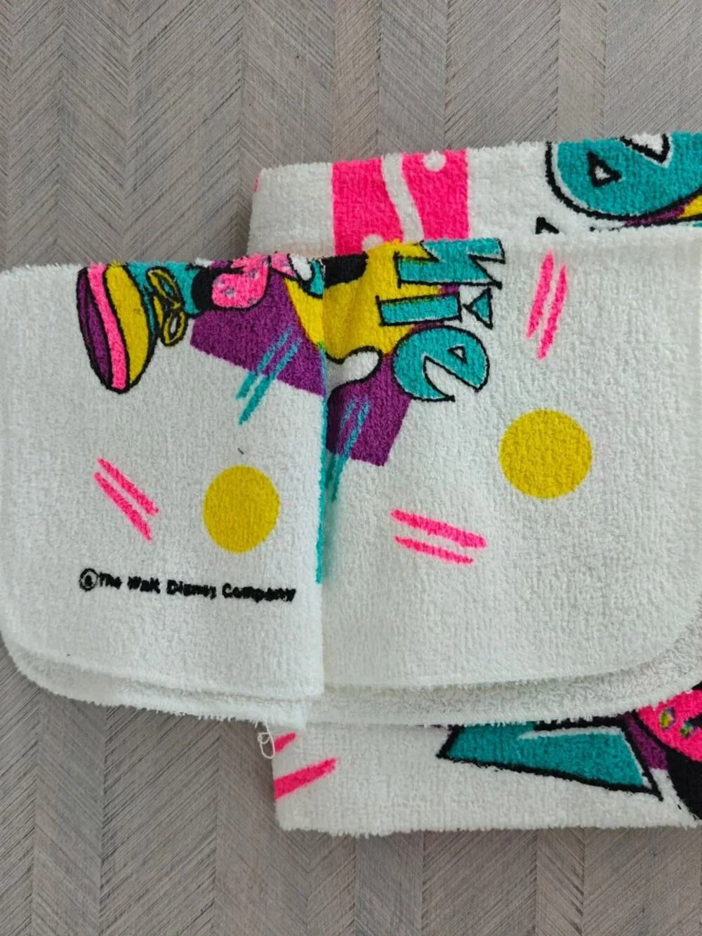 NEW Vintage Disney Marching Minnie 2pc Towels Cannon Cotton 1990s Retro Pattern